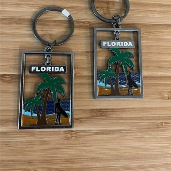 Florida Palms Keychain | Metal Florida Keychain | Floridians Souvenirs Gifts - Picture 4 of 4